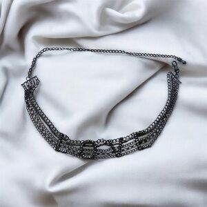 Y2K Black Gunmetal Rhinestone LOVE Chain Belt